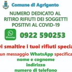 Agrigento, un servizio WhatsApp per la raccolta dei rifiuti speciali sanitari prodotti da soggetti positivi al Covid-19