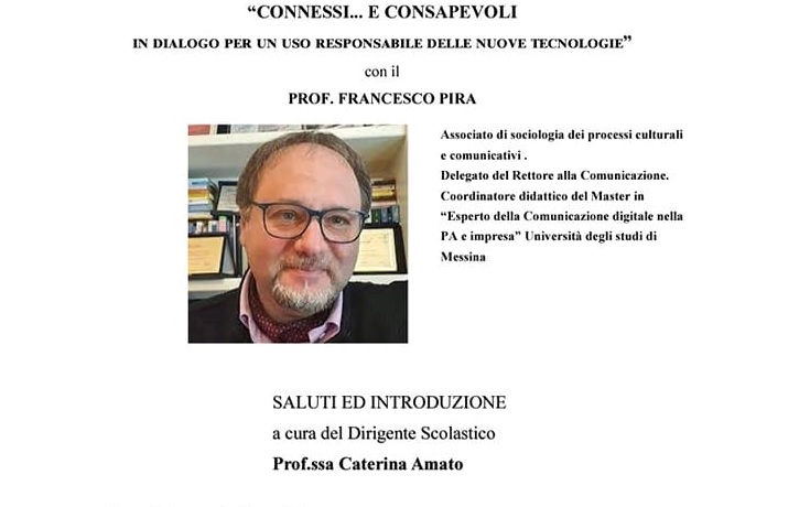 Canicattì, “Connessi e consapevoli ” venerdì  mattina l’incontro all’Istituto Rapisardi con il professor Francesco Pira