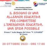 Licata, domani pomeriggio la conferenza del Rotary sull’emergenza educativa