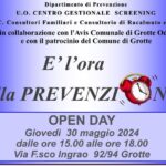 Un open day dedicato alla prevenzione oncologica in programma giovedì 30 maggio a Grotte