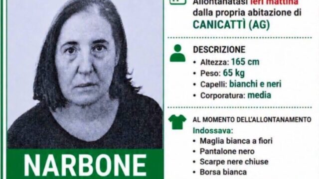 Canicattì, scomparsa una donna di 69 anni: ricerche in corso, l’appello per ritrovarla
