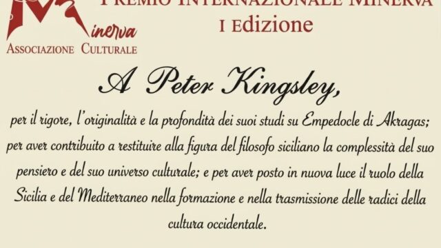 Nasce il Premio internazionale Minerva: la prima edizione a Peter Kingsley, tra i massimi studiosi al mondo del pensiero di Empedocle